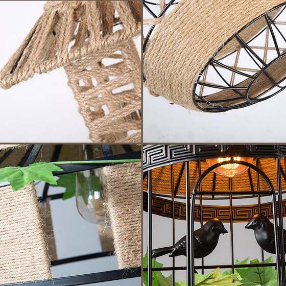 Hemp rope chandelier, nostalgic retro industrial style clothing store, Internet cafe, bar counter, restaurant, creative personalized shop decoration lamp