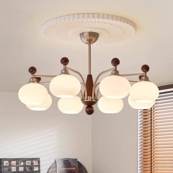 Living room lamp antique style white jade glass modern simple 2026 new living room main lamp chandelier persimmon Y