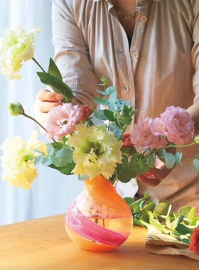 日本制津轻びいどろ花露水滴玻璃透明花瓶插花摆件装饰