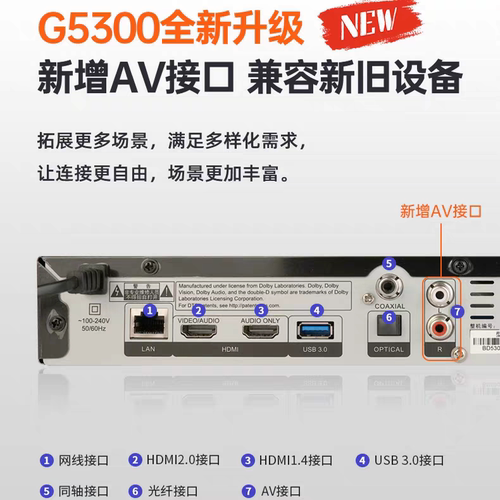 杰科G5300Plus 4KUHD杜比视界蓝光播放机dvd碟机高清硬盘播放器 - 图3