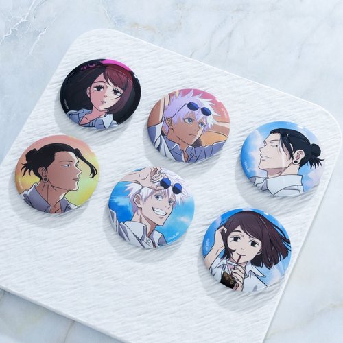 咒术回战 明昼黄昏 五条悟夏油杰硝子自制周边吧唧徽章立牌色纸 - 图2