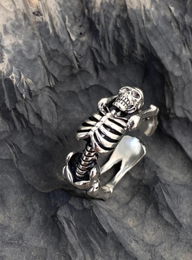 霸气拳头戒指男嘻哈潮人个性活口食指戒时尚骷髅指环