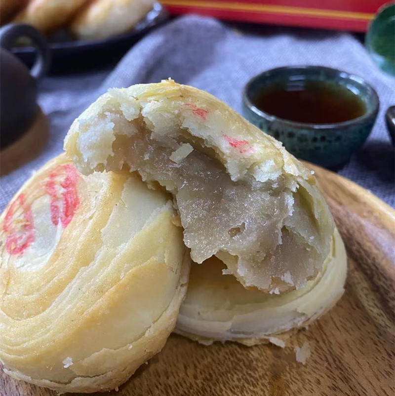 潮汕潮州 朥饼捞饼中秋酥皮 潮式月饼豆沙芋泥绿豆红豆老式糕点 - 图2