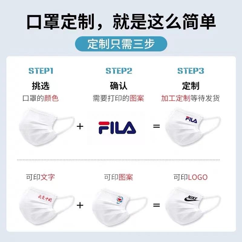 个性标语口罩定制印logo文字图案一次性红色撞色耳绳成人创意潮款-图2