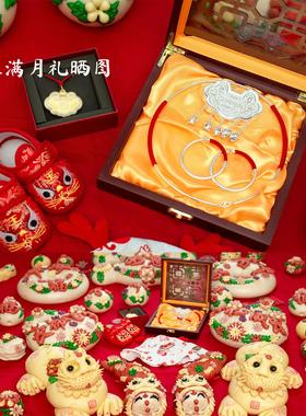 999足银长命锁宝宝银项圈配礼盒