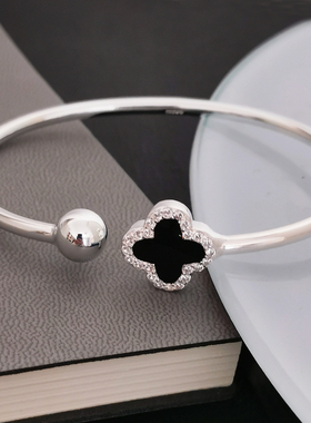 999足银手镯四叶草情人节送女友