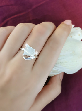 s999足银宝石纯银戒指不会过敏