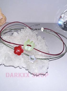 果秘园青苹果花朵星星项链