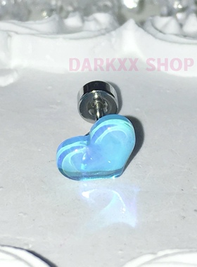 可爱辣妹幻彩爱心钛钢耳钉