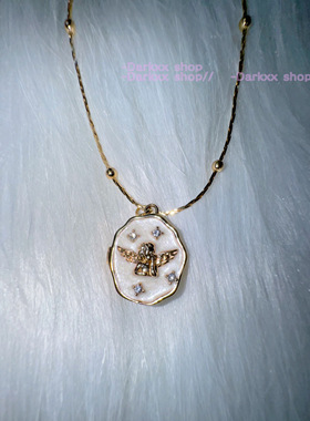 滴胶白锆石法式少女感相册项链