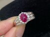 Pt900 thick gold inlaid natural ruby ring, egg surface 1.76 carats diamond 59 cents gold weight 8.2 grams of luxury