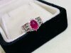 Pt900 thick gold inlaid natural ruby ring, egg surface 1.76 carats diamond 59 cents gold weight 8.2 grams of luxury