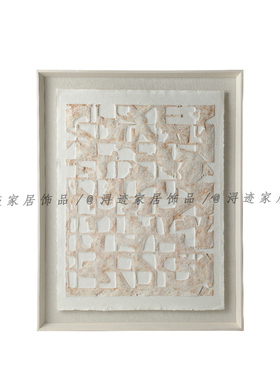 现代简约样板间创意天然大理石香薰扩香石画框油画布售楼处摆件