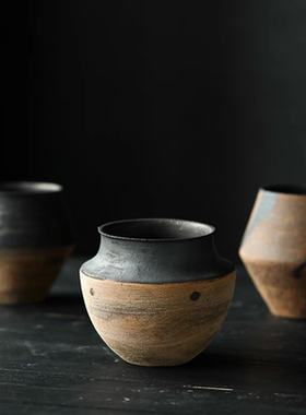 景德镇陶艺手作粗茶具摆件陶侘寂风建水茶洗水盂茶渣缸笔洗茶具