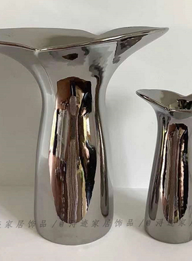 北欧极简轻奢风电镀陶瓷仿真水果创意花器摆件民宿餐桌装饰高档次