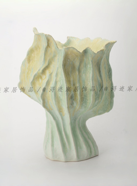现代美学艺术手绘高级感陶瓷花器民宿样板间客厅书房桌面装饰品