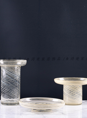轻奢风现代样板间创意玻璃花器摆件售楼处客厅桌面高端装饰品摆件
