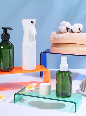 彩色亚克力阶梯展示架 梯形化妆品展示架 多层玩具手办置物架