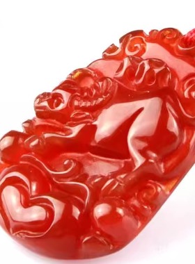 天然红玛瑙十二生肖吊坠