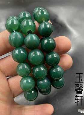 天然绿玛瑙14mm圆珠手链