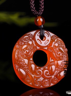 天然玉髓貔貅平安扣吊坠