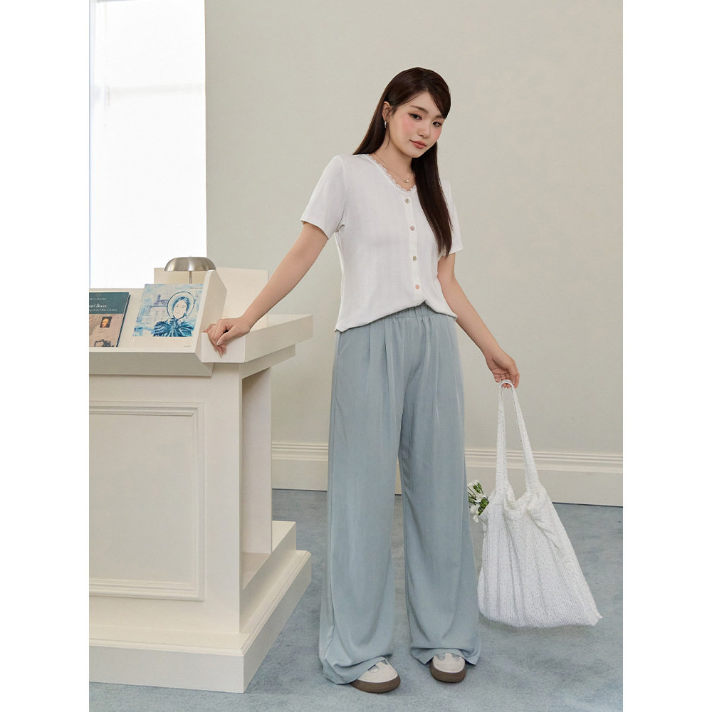 大码女装高腰阔腿裤女夏薄款宽松垂感胖mm梨形身材松紧腰直筒裤子,淘宝优惠券,粉丝福利购,淘宝优惠卷