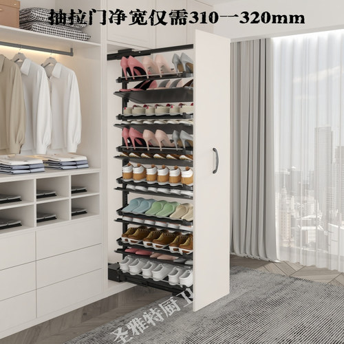 衣帽间推拉鞋架多层家用抽拉式可伸缩大容量楼梯鞋柜收纳五金配件 - 图2