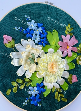 原创纯手工成品丝带绣作业挂画DIY画片（45厘米左右）清新挂画