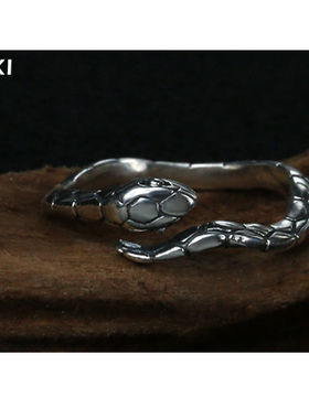 yuki个性韩版925蛇指环银饰品