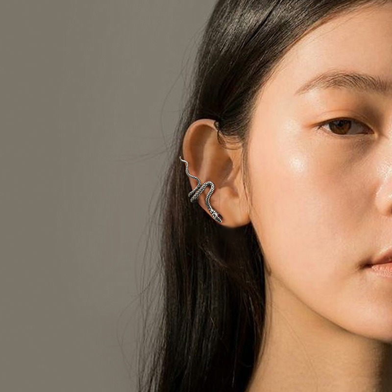 YUKI男女925纯银耳夹高级感小众蛇无耳洞耳廓耳骨夹气质个性耳环 - 图2