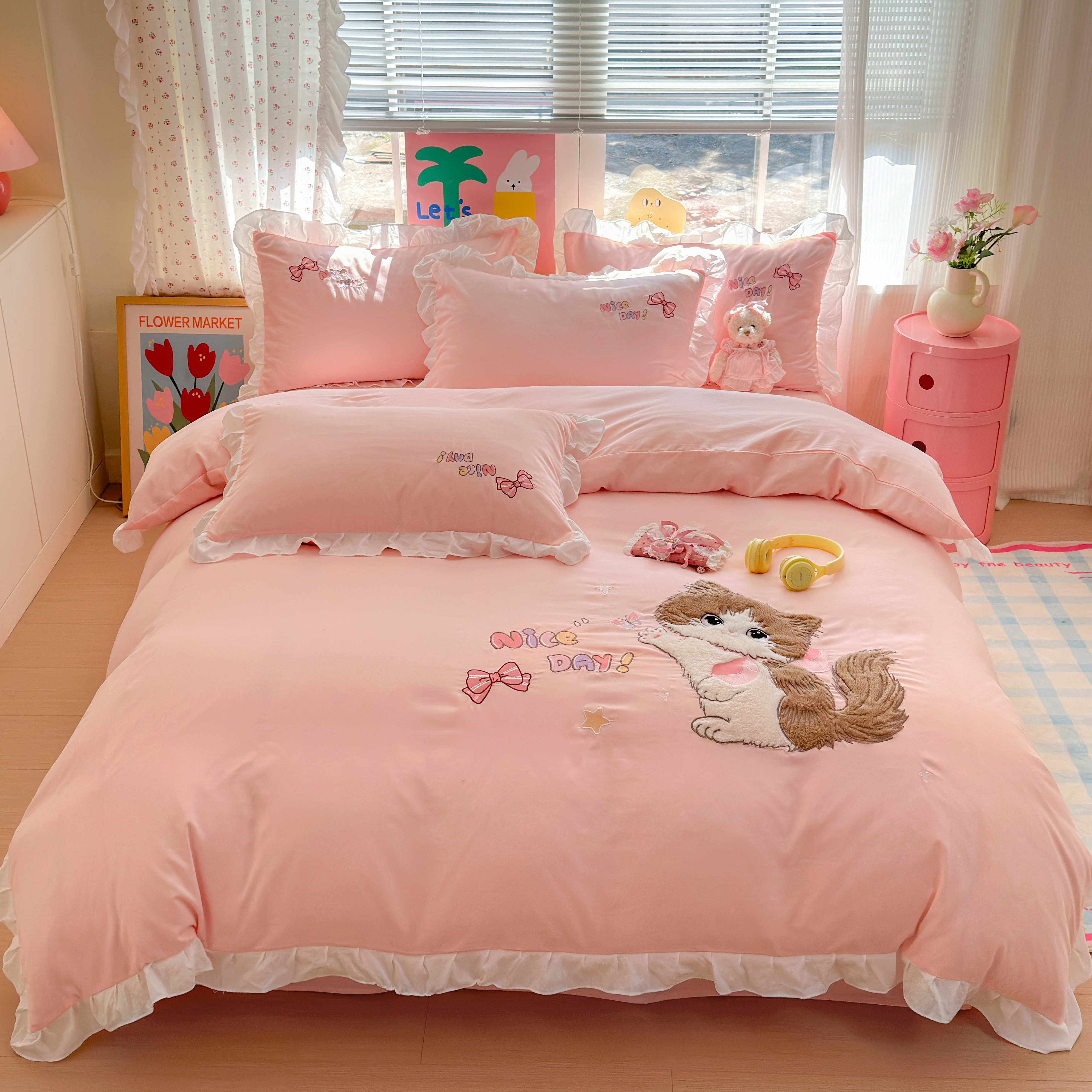 特价款公主风纯棉四件套全棉卡通小猫被套床单学生三件套床上用品,淘宝优惠券,粉丝福利购,淘宝优惠卷