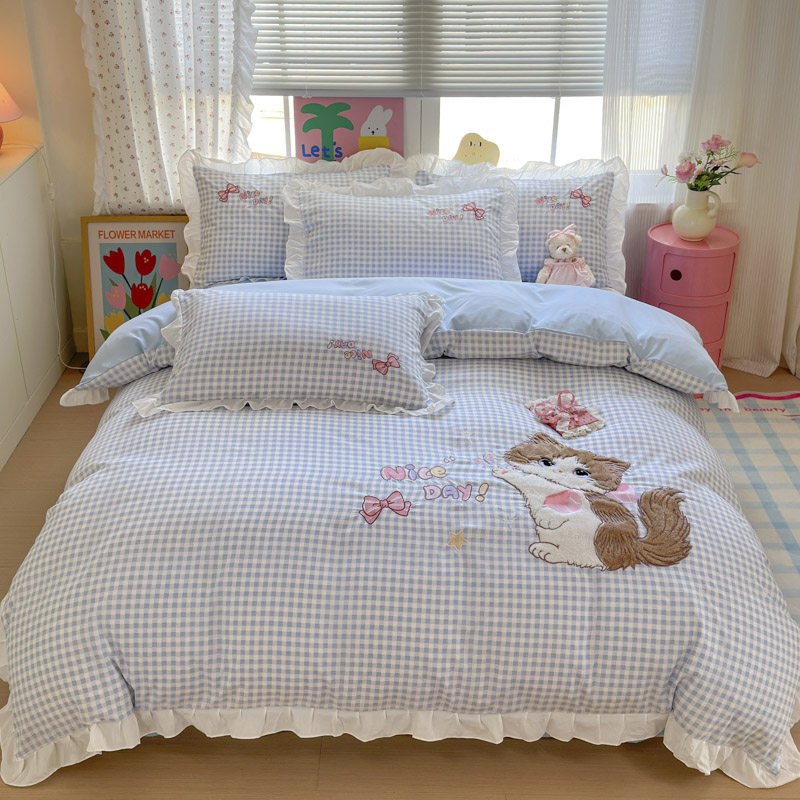 特价款公主风纯棉四件套全棉卡通小猫被套床单学生三件套床上用品,淘宝优惠券,粉丝福利购,淘宝优惠卷