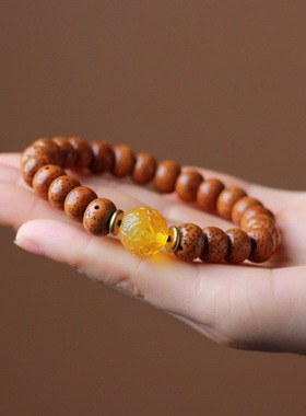 海南天然老料陈籽顺白星月菩提子单圈手链元宝籽祥云纹珠文玩手串