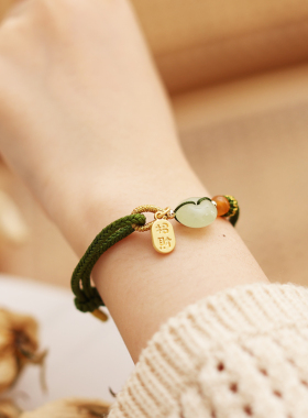 纯然女岫玉文艺复古手工编织