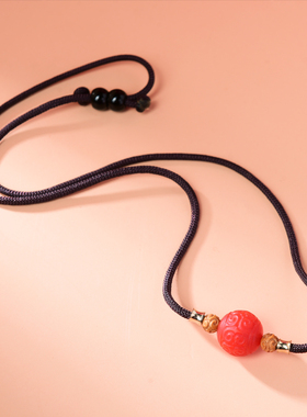 纯然南红玛瑙女桃木项链