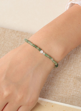 天然翡翠925银饰绿色手链女手串素雅绿玉小众轻奢女士招财清新