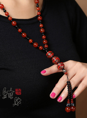 纯然红玛瑙琉璃可调节项链款女