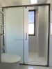 One-line gun gray stainless steel extremely narrow minimalist shower room bathroom oil sand tempered glass sliding door partition