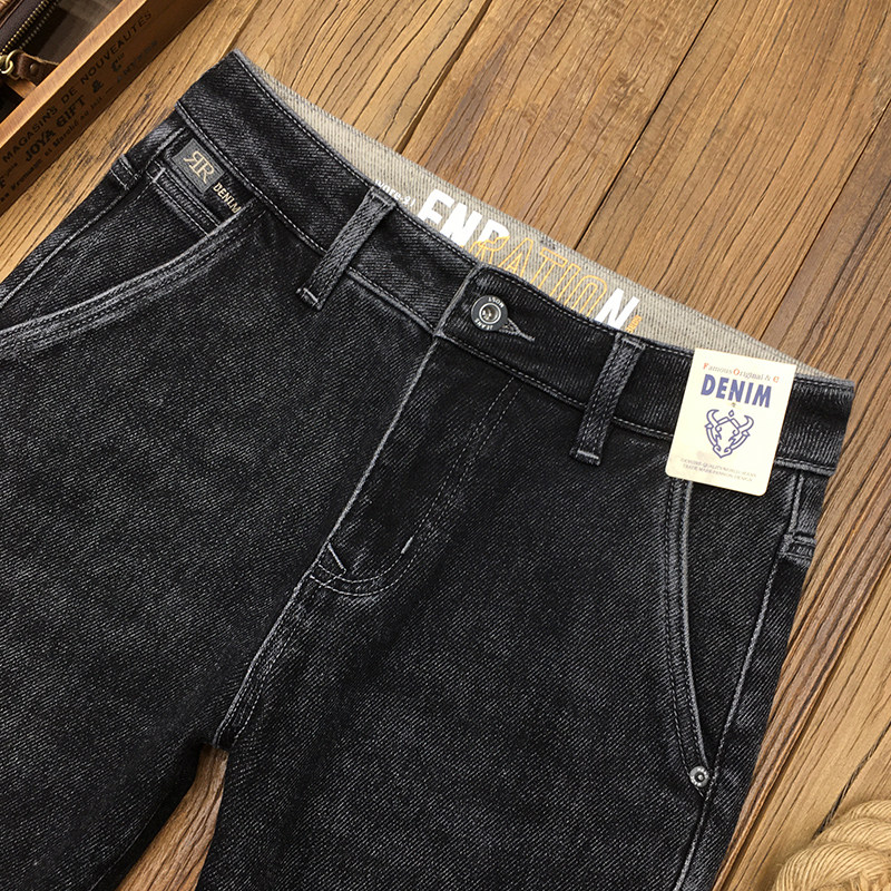 黑灰色加绒牛仔裤男九分裤冬季保暖厚款磨毛弹力修身直筒抓绒长裤,淘宝优惠券,粉丝福利购,淘宝优惠卷