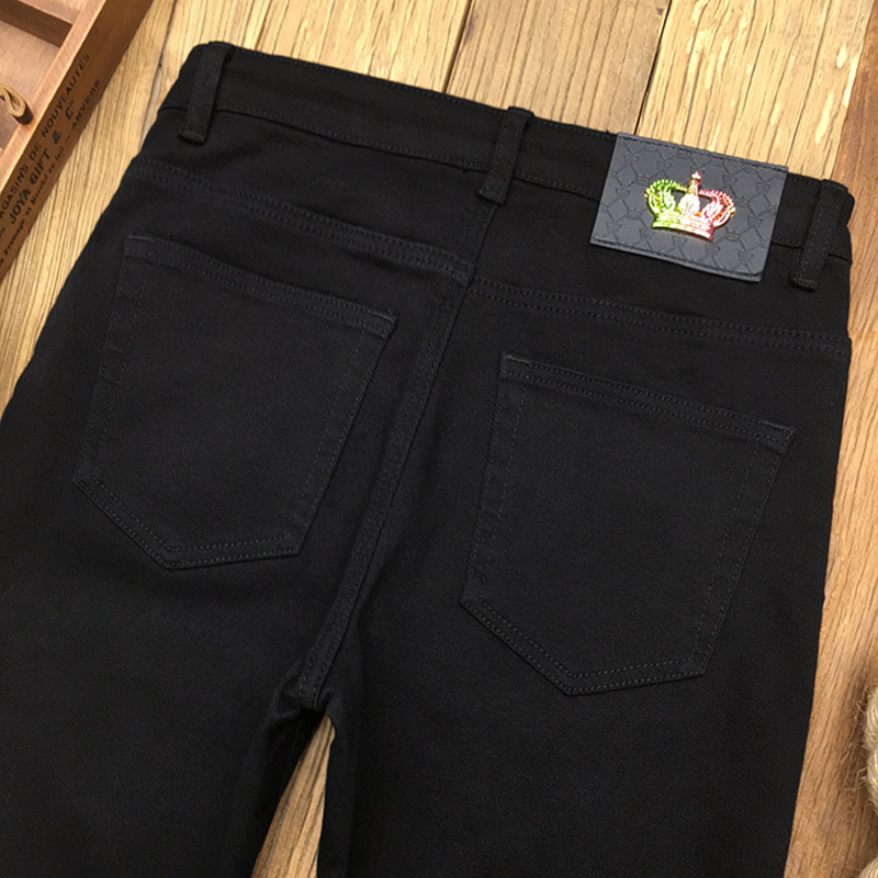 秋季九分男士黑色牛仔裤百搭高端休闲修身小脚纯黑长裤冬季动力牛,淘宝优惠券,粉丝福利购,淘宝优惠卷