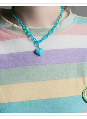 软妹风粉紫色心形项链现货日本