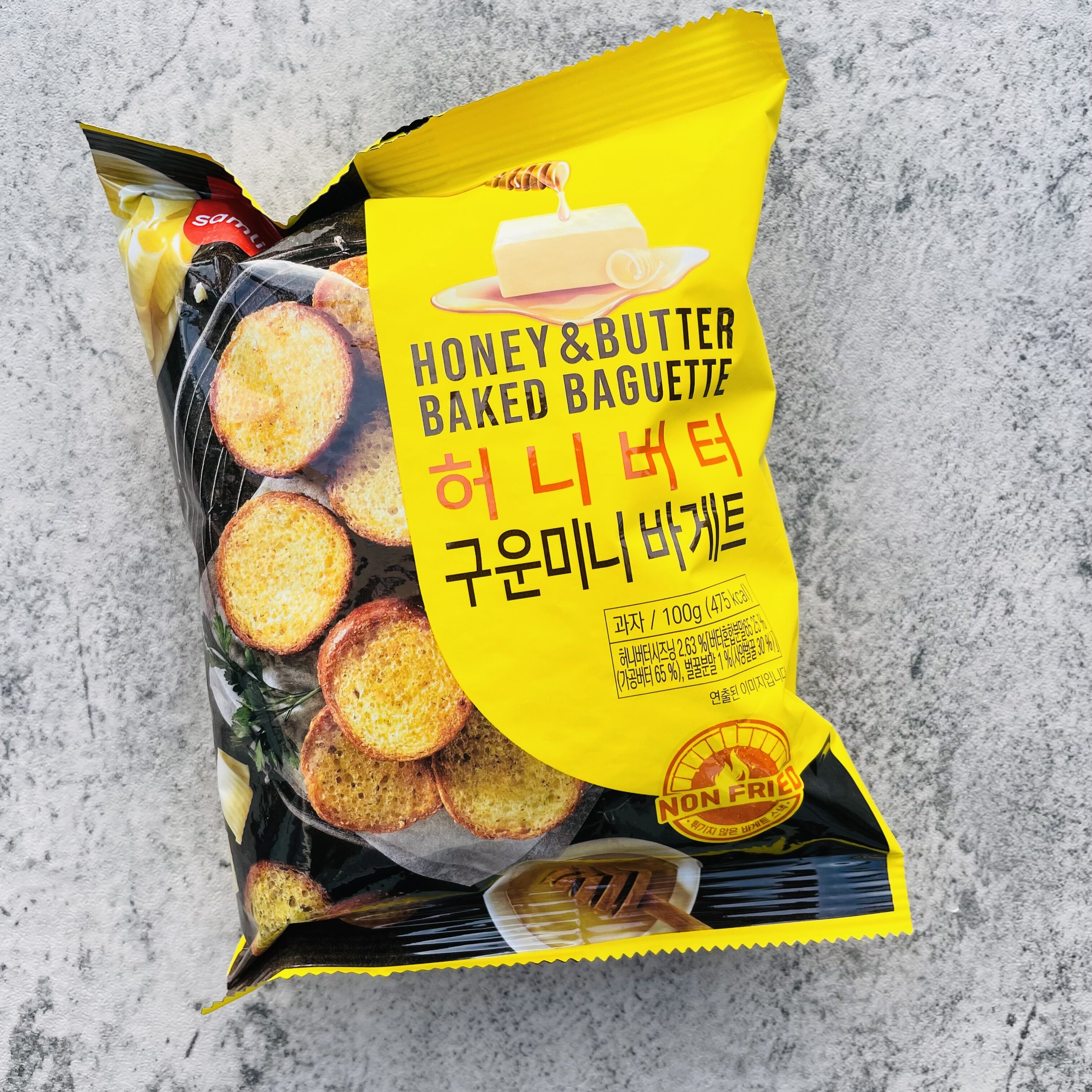 临期samlip garlic snack韩国经典法式蒜香味面包干饼干薄饼120g-图2