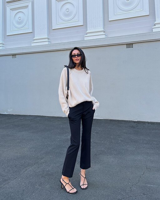 Temperament commuting mid-rise slimming ເກົ້າຈຸດ trousers booted ເລັກນ້ອຍ