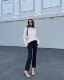 Temperament commuting mid-rise slimming ເກົ້າຈຸດ trousers booted ເລັກນ້ອຍ