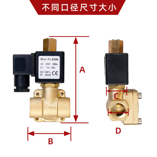 常开高压 电磁阀水阀气阀空压机1.6MPA 4分6分1寸0955305 220V24V - 图1