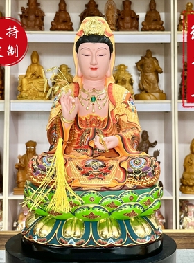 观世音菩萨木雕摆件樟木高档定制