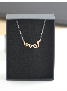 可爱LOVE狐狸头锁骨项链女款轻奢小众设计高级感链颈链生日礼物E8