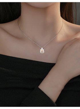 红钻小熊项链2024新款小众设计感精致女高级感简约气质颈链锁骨链