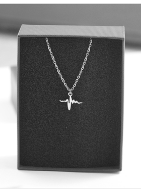 韩版新款流行饰品迷你心电图银色锁骨链简约短款气质项链女玫瑰金