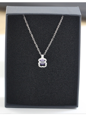 小熊紫钻项链女生简约高级感轻奢小众设计感百搭生日礼物锁骨链女